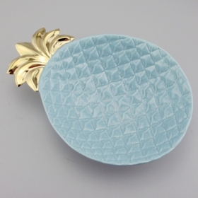 большой ананас керамический шар синий и золотой лист