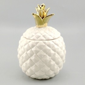 керамическая белая декоративная баня из ананаса с золотой крышкой