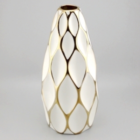 золотые линии сотовые керамические белые вазы