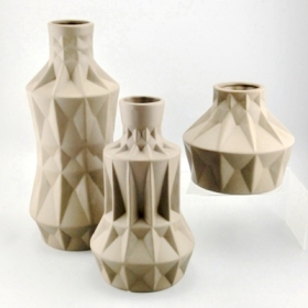 большая геометрическая керамическая ваза коричневый набор из 3
