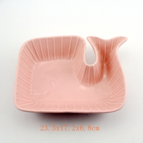 зеленый и розовый китовый керамический контейнер для миски