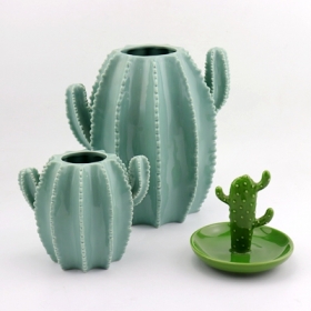 небольшая керамическая ваза для столовой кактуса