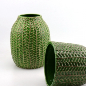 зеленый круглый лист узор керамическая ваза