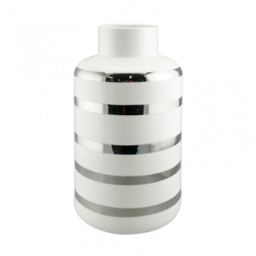 бордюрная белая и гальванизирующая серебряная полосатая ваза